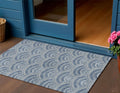 3 X 5 Denim Blue Navy Blue And Ivory Geometric Washable Indoor Outdoor Area Rug