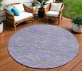 8 Lavender Sage And Ivory Round Geometric Washable Indoor Outdoor Area Rug