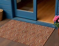 3 X 5 Orange Gold And Ivory Geometric Washable Indoor Outdoor Area Rug