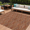 8 X 10 Orange Gold And Ivory Geometric Washable Indoor Outdoor Area Rug