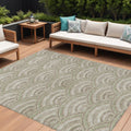 10 X 14 Taupe Fern Green And Ivory Geometric Washable Indoor Outdoor Area Rug