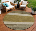 8 Coffee Ivory And Gray Round Abstract Washable Indoor Outdoor Area Rug