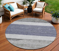 8 Denim Blue Ivory And Gray Round Abstract Washable Indoor Outdoor Area Rug