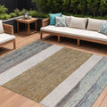 9 X 12 Brown Ivory And Blue Abstract Washable Indoor Outdoor Area Rug