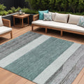 9 X 12 Teal Blue Off White And Gray Abstract Washable Indoor Outdoor Area Rug