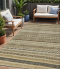 5 X 8 Chocolate And Taupe Striped Washable Indoor Outdoor Area Rug