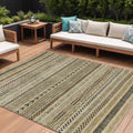 8 X 10 Chocolate And Taupe Striped Washable Indoor Outdoor Area Rug