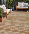 5 X 8 Terra Cotta And Rust Striped Washable Indoor Outdoor Area Rug