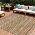 9 X 12 Terra Cotta And Rust Striped Washable Indoor Outdoor Area Rug