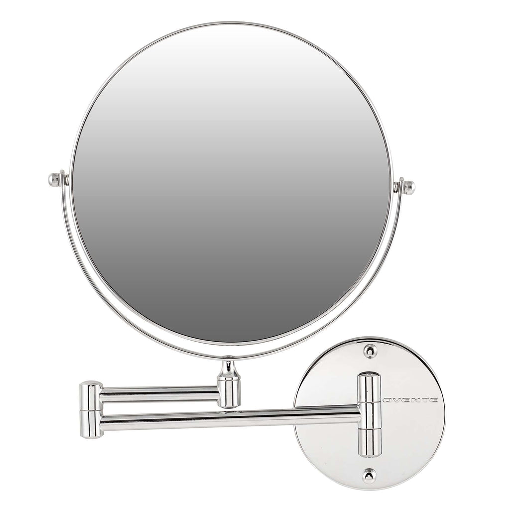 OVENTE 9' Wall Mounted Makeup Mirror - 1X/ 10X Magnification, Rotating 360-Degree, Double-Sided, Extendable & Folding Arm, Clea