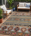 5 X 8 Rust Gray And Gold Tribal Washable Indoor Outdoor Area Rug