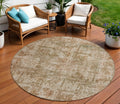 8 Beige And Copper Round Abstract Washable Indoor Outdoor Area Rug