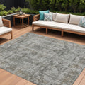 8 X 10 Pewter And Ivory Abstract Washable Indoor Outdoor Area Rug