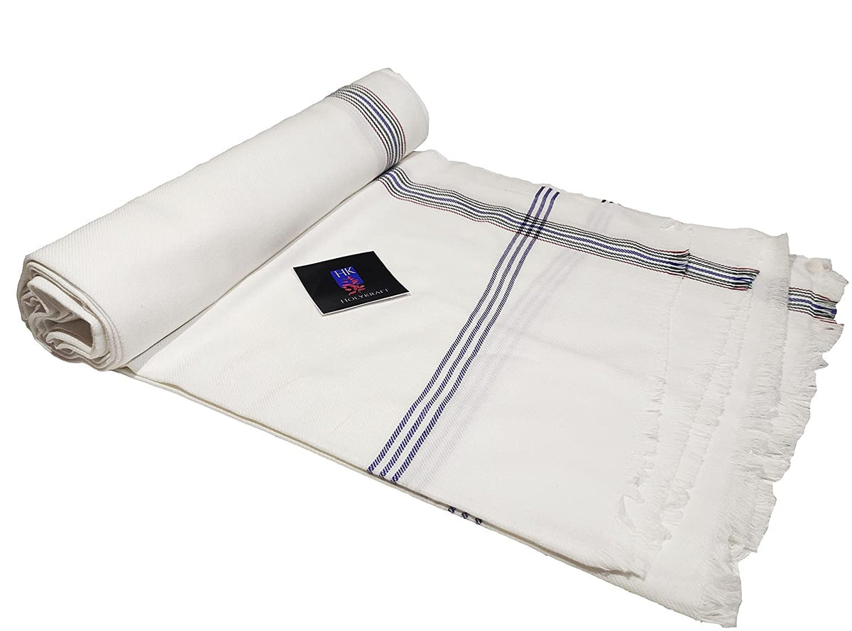 HOLYKRAFT 100% Cotton Soft Beautiful Plain White Chadder Single Bed Size Skin Friendly Summer Blanket/Khes/Dohar/Top Sheet Set/C
