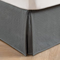 Miye Pleated Waffle Weave Bed Skirt, Tailored Dust Ruffle 14 Inch Drop Easy Fit, Machine Washable (Dark Grey, King - 14'' Drop)