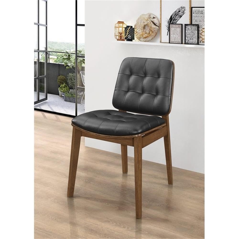 Coaster Furniture Redbridge Tufted Back Natural Walnut and Black (Set of 2) Side Chair 106596