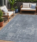 5 X 8 Blue And Gray Abstract Washable Indoor Outdoor Area Rug