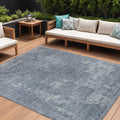 10 X 14 Blue And Gray Abstract Washable Indoor Outdoor Area Rug