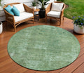 8 Sage And Mint Green Round Abstract Washable Indoor Outdoor Area Rug