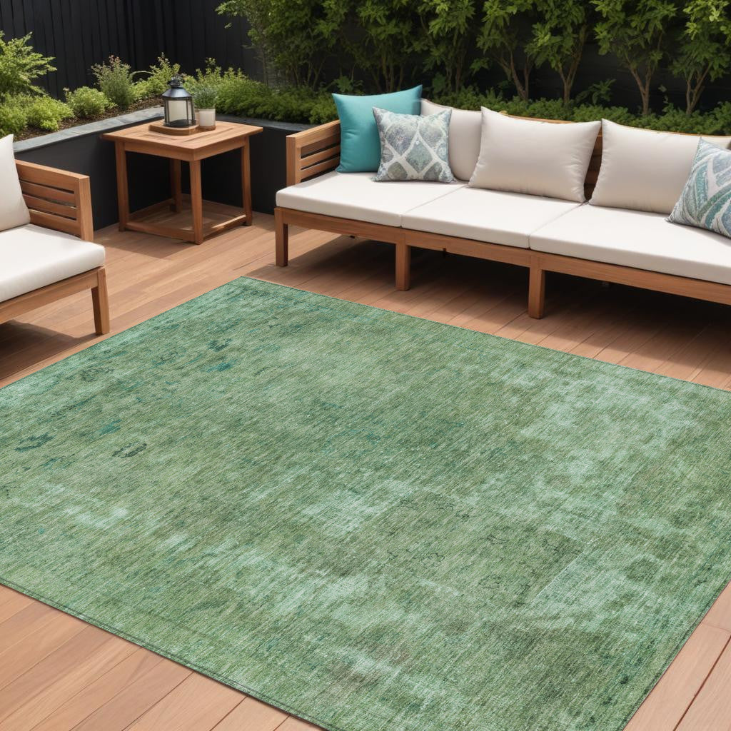 9 X 12 Sage And Mint Green Abstract Washable Indoor Outdoor Area Rug