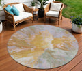 8 Rust And Lavender Round Abstract Washable Indoor Outdoor Area Rug