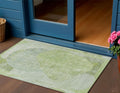 3 X 5 Artichoke Green And Mint Green Abstract Washable Indoor Outdoor Area Rug