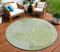 8 Artichoke Green And Mint Green Round Abstract Washable Indoor Outdoor Area Rug