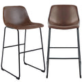 TAVR Furniture PU Leather Bar Stools with Back and Footrest Set of 2 Brown Modern Bar Stool Chair Height for Pub Coffee Home Din