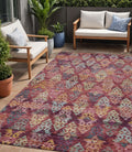 5 X 8 Rust Gold And Blush Aztec Washable Indoor Outdoor Area Rug