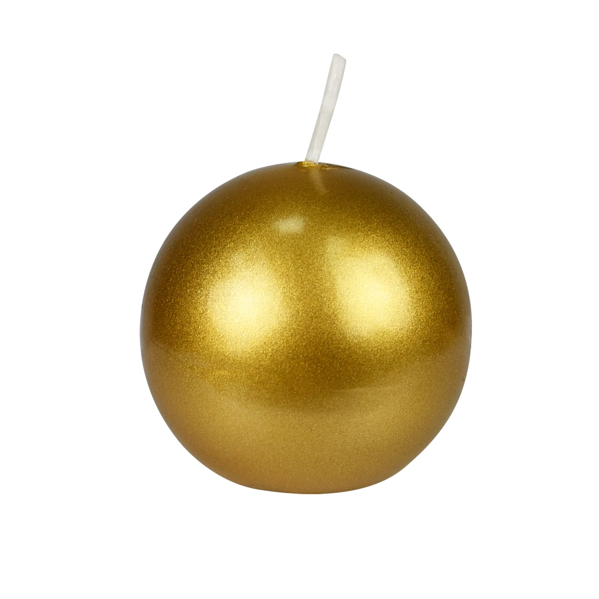 Zest Candle 12-Piece Ball Candles, 2-Inch, Metallic Gold