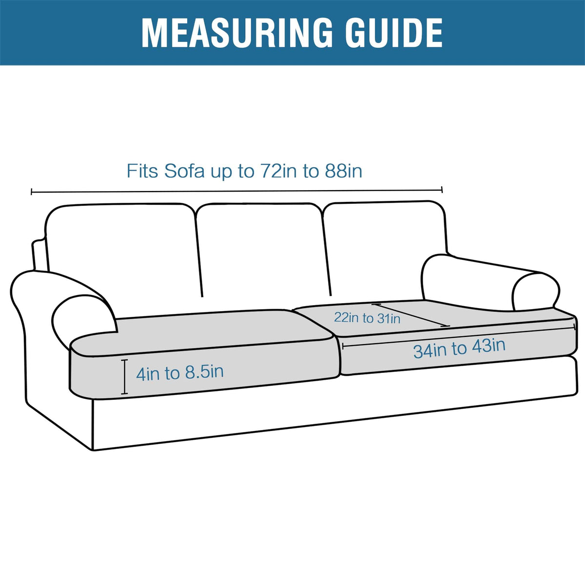 H.Versailtex Stretch 2 Piece T Cushion Sofa Slipcovers Individually Sofa Cushion Covers For 2 Cushion Couch Sofa Seat Cushion Covers With Elastic Bands Featuring Thicker Jacquard Fabric, Natural