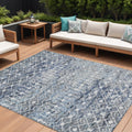 9 X 12 Blue And Silver Argyle Washable Indoor Outdoor Area Rug