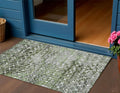 3 X 5 Olive Green And Ivory Argyle Washable Indoor Outdoor Area Rug