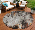 8 Gray Rust And Ivory Round Abstract Washable Indoor Outdoor Area Rug