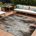9 X 12 Gray Rust And Ivory Abstract Washable Indoor Outdoor Area Rug