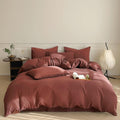 Luxlovery Brick Red Comforter Set Full Dark Rust Bedding Comforter Set Full Solid Blackish Red Cotton Soft Breathable Blanket Qu