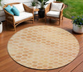 8 Peach And Rust Round Polka Dot Washable Indoor Outdoor Area Rug