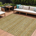 9 X 12 Artichoke Green Gold And Beige Southwestern Washable Indoor Outdoor Area Rug