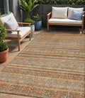 5 X 8 Terra Cotta Copper And Gray Southwestern Washable Indoor Outdoor Area Rug