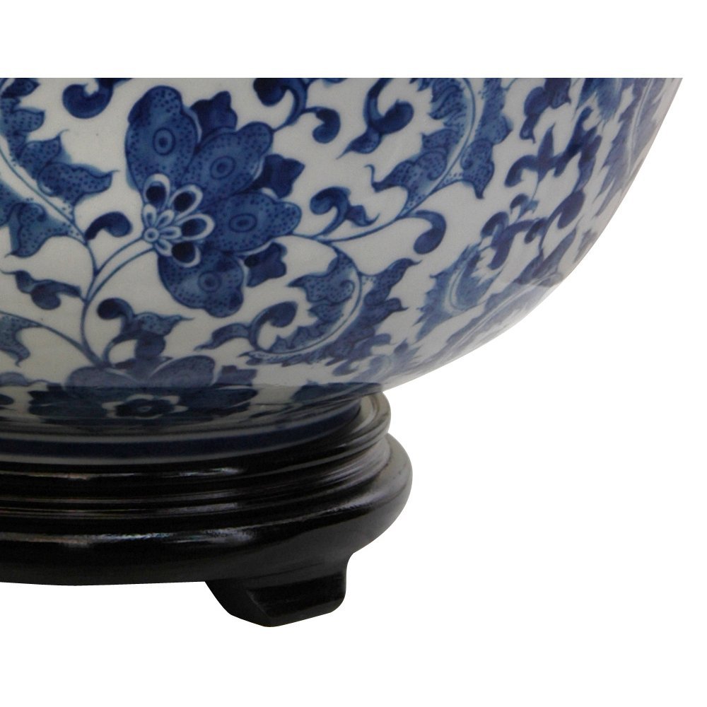 Red Lantern Bw Bwfl Display Bowl, Large, Floral Blue & White