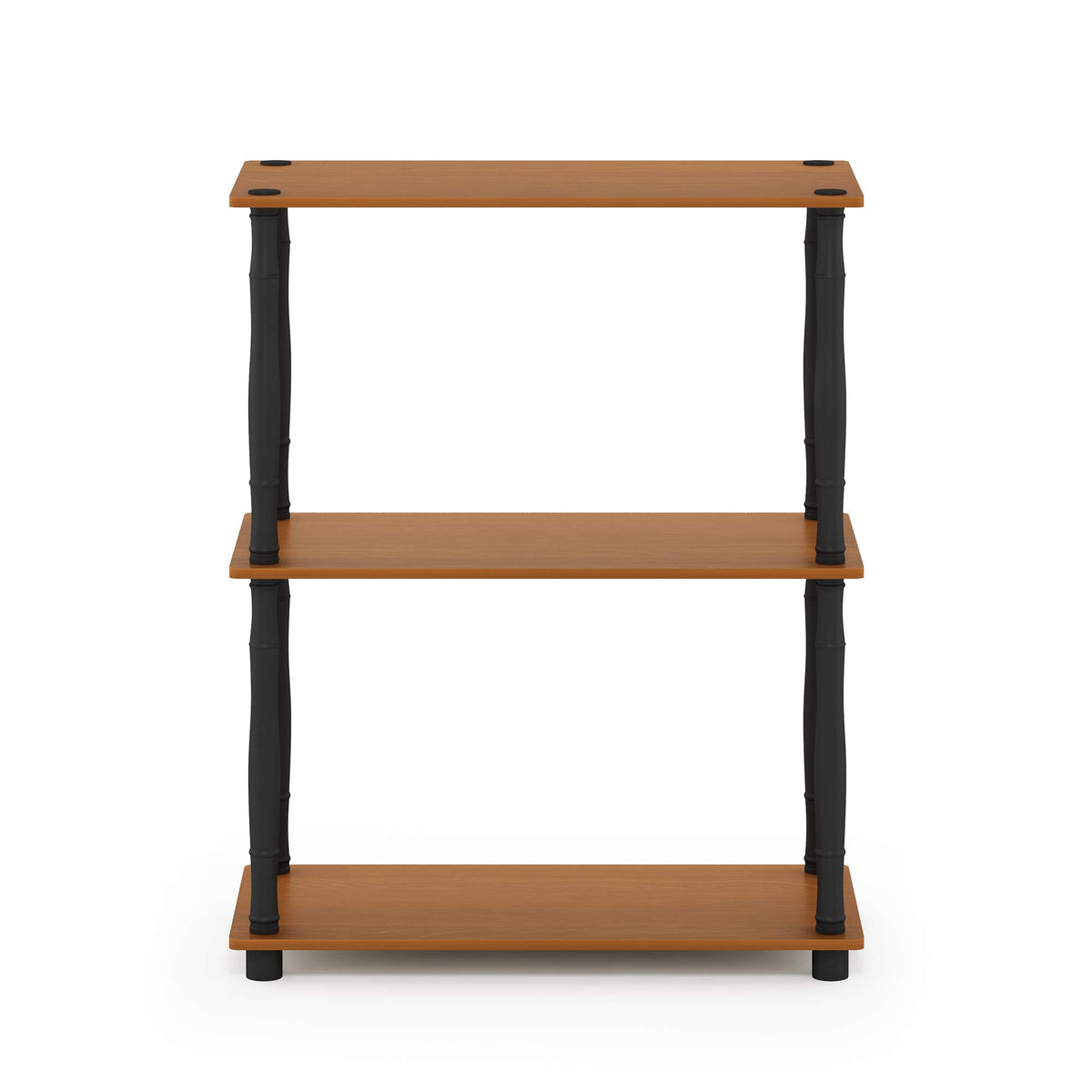 Furinno Turn-N-Tube 3-Tier Compact Multipurpose Shelf Display Rack With Classic Tube, Light Cherry/Black