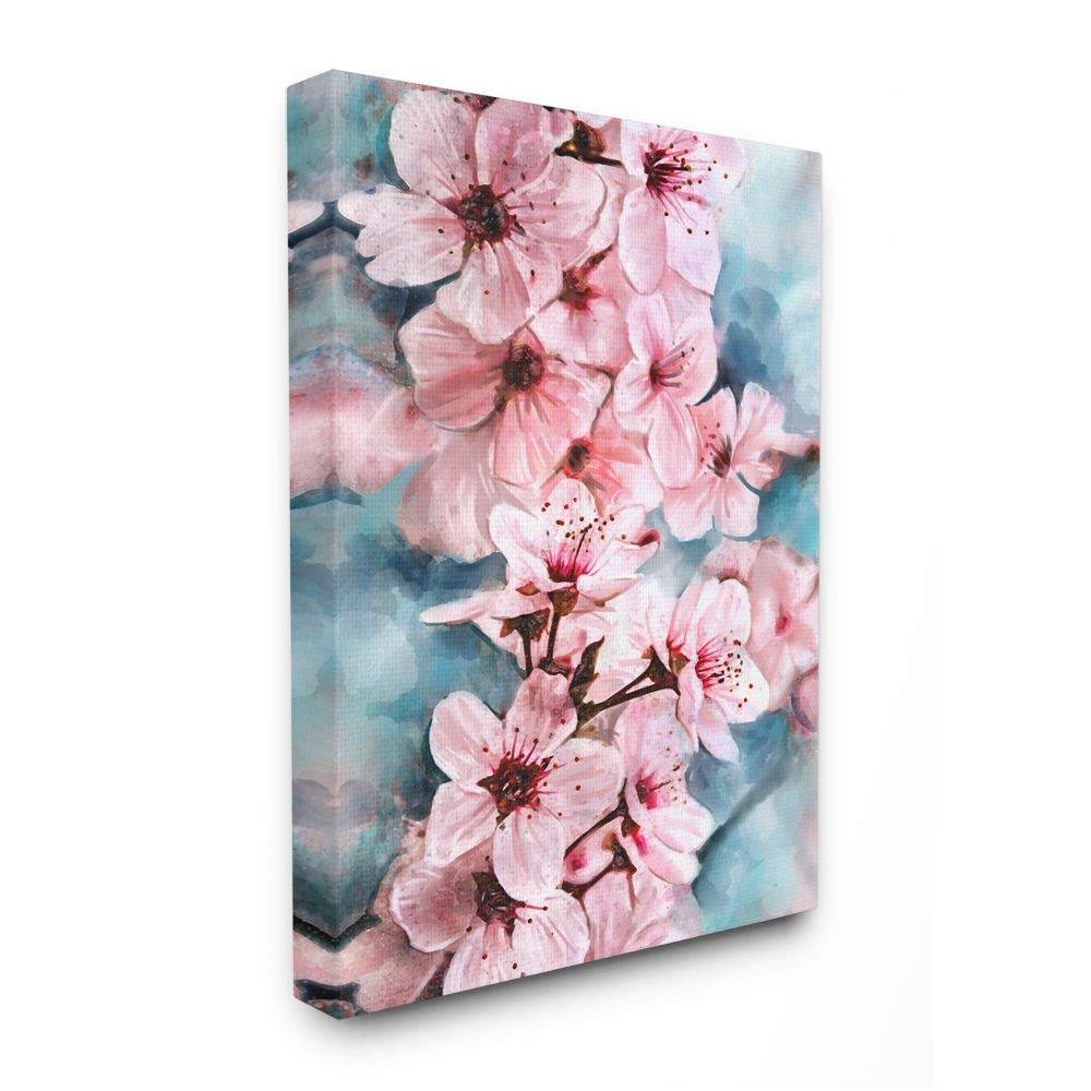 Stupell Industries Branch of Blooming Cherry Blossoms Pink Blue Wall Art, 16x20