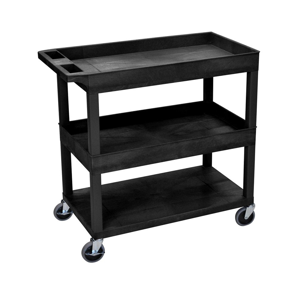 Luxor - 32 x 18 Cart - Two Tub/One Flat Shelves (EC112-B), Black
