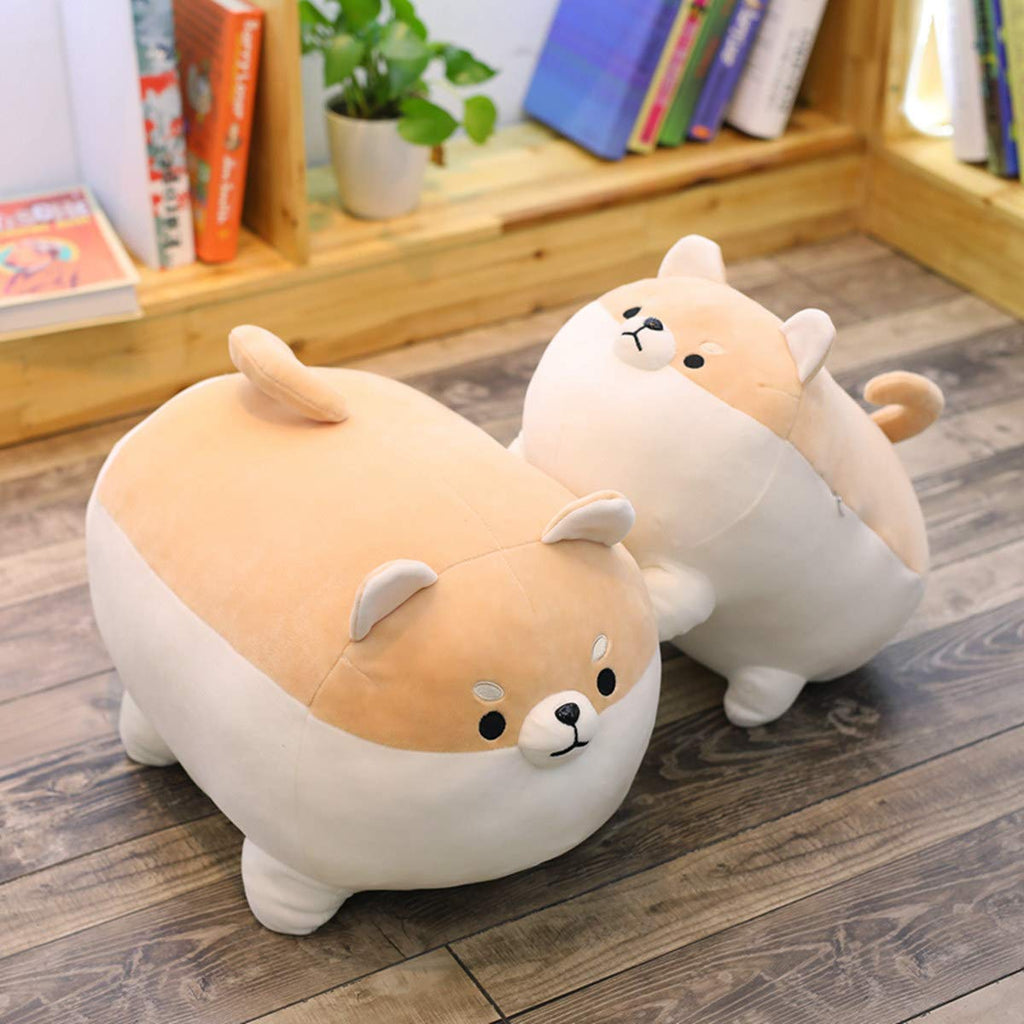 EHOTONG Shiba Inu Dog Plush Pillow, Corgi Stuffed Animal Hug Pillow, Brown, 11.8in