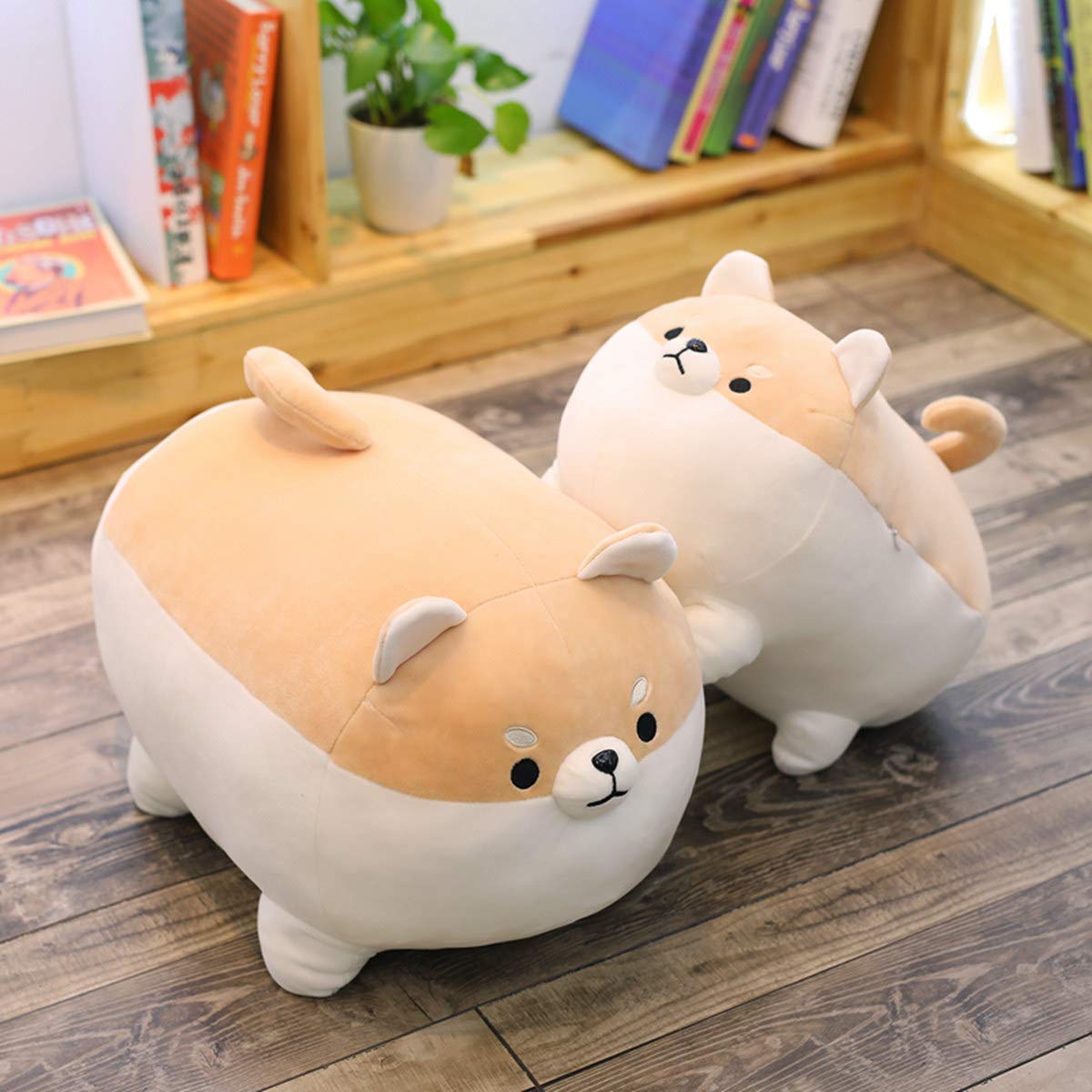 EHOTONG Shiba Inu Dog Plush Pillow, Corgi Stuffed Animal Hug Pillow, Brown, 11.8in