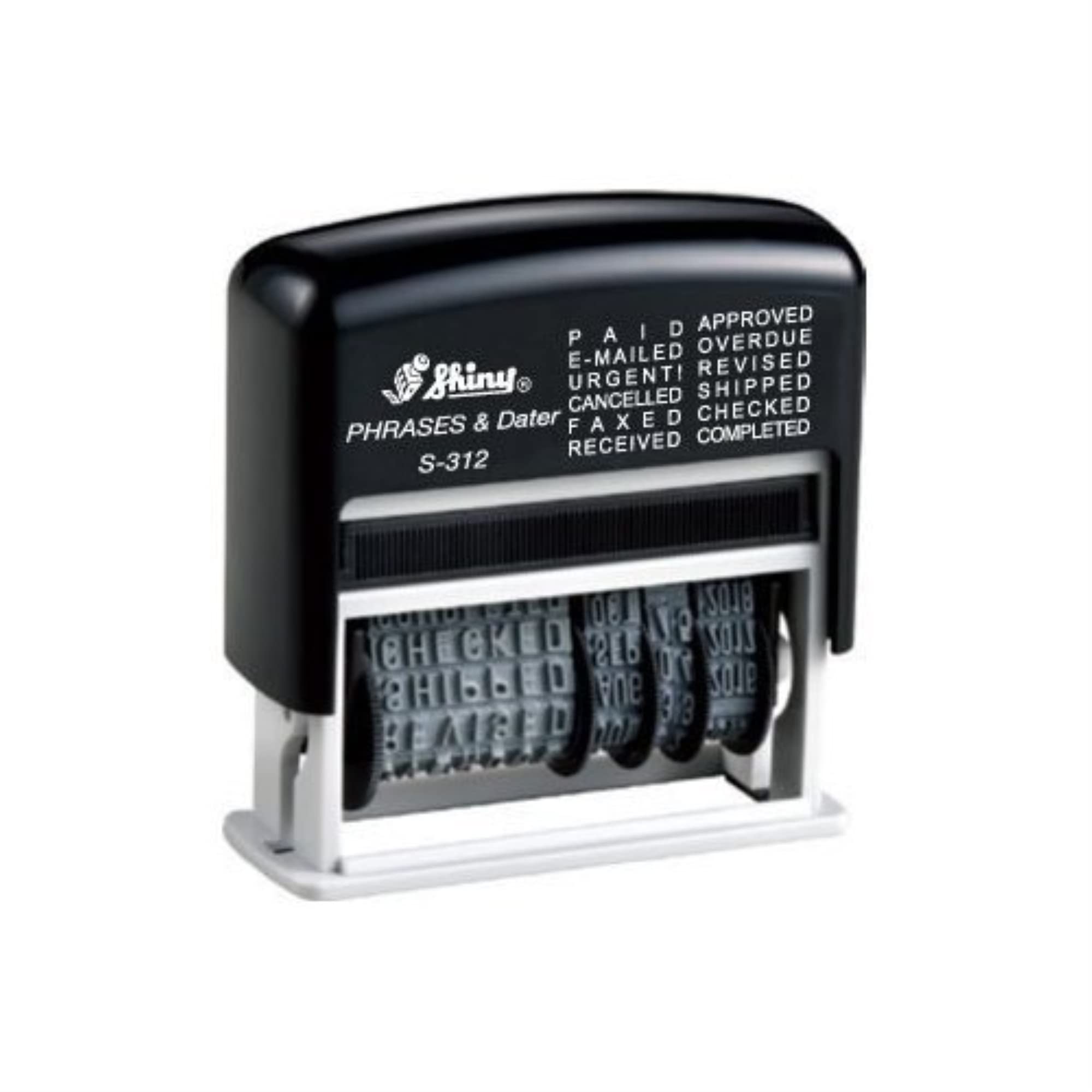 Shiny Self Inking Rubber Date Stamp - S-312 - Red Ink Phrase Dater (42514-R)