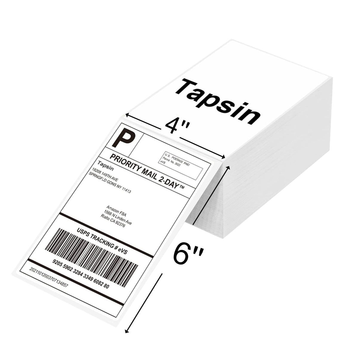 Tapsin 4X6 Thermal Labels - Fanfold Direct Thermal Labels With Perforations For Thermal Printer - Permanent Adhesive & Smoothly