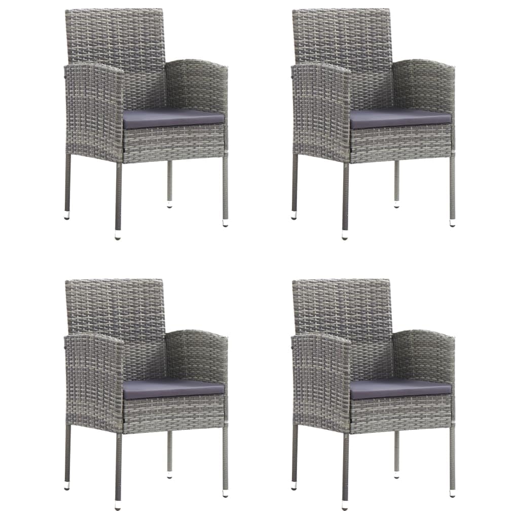 vidaXL Patio Dining Set 5 Piece Outdoor Garden Terrace Yard Patio Table and Chair Seating Seat Dining Set Furniture Poly Rattan Anthracite and Gray