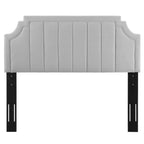Modway Alyona Channel Tufted Performance Velvet Full/Queen Headboard in Light Gray