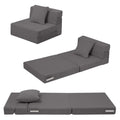MeMoreCool Kids Folding Sofa Chair - Corduroy Floor Futon, Tri-Fold Mattress, Dark Grey, Portable, Washable Cozy Fold-Out Floor 